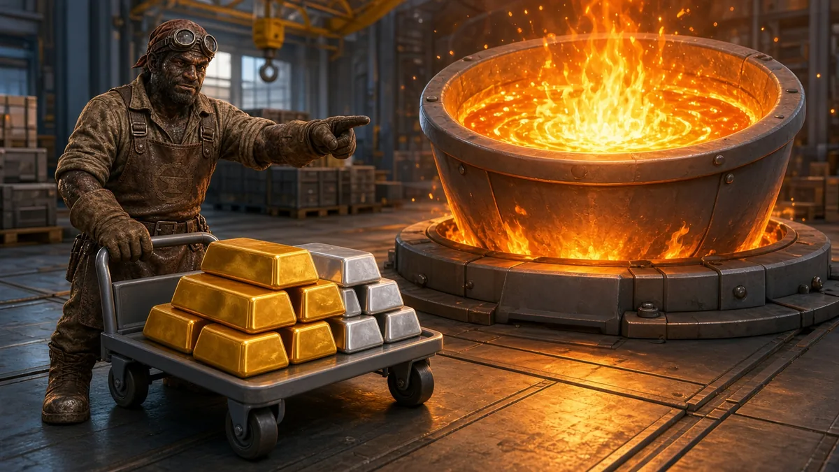 Smitty with gold and silver at the forge